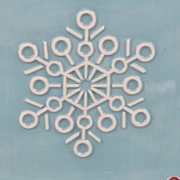 Hallmark Snowflake Ceramic Plate Blue White Red Accents Holiday Display Square - Picture 2 of 9